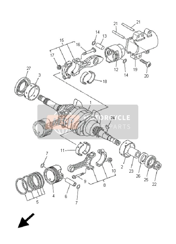 5GJ114161000, Plane Bearing, Krukas 1, Yamaha, 2